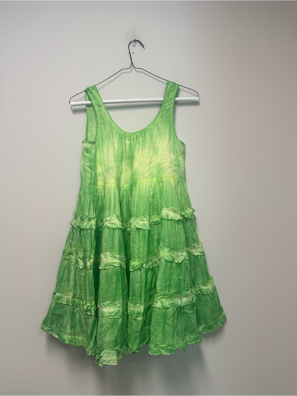 RAGA Lime Green Tiered Ruffle Mini Dress